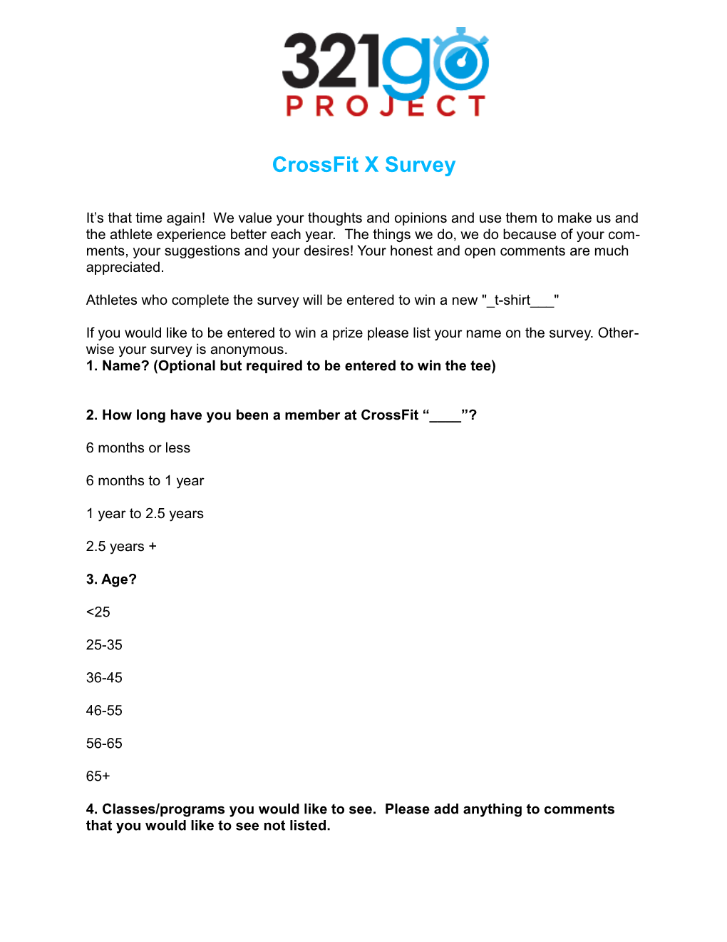 Crossfit X Survey