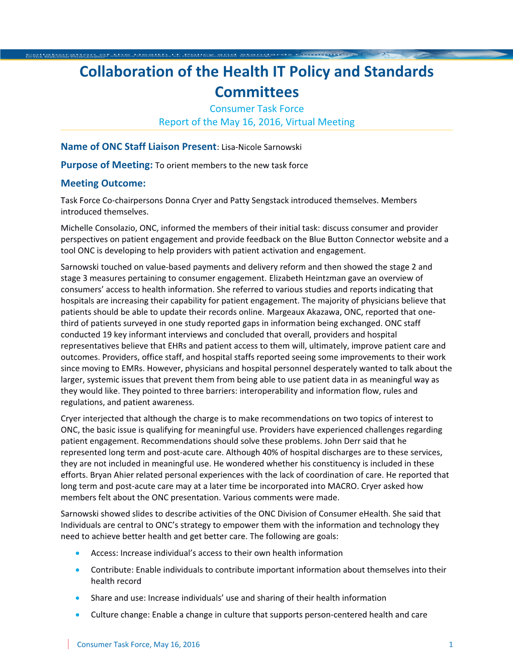 Collaboration of the Health IT Policy and Standards Committees