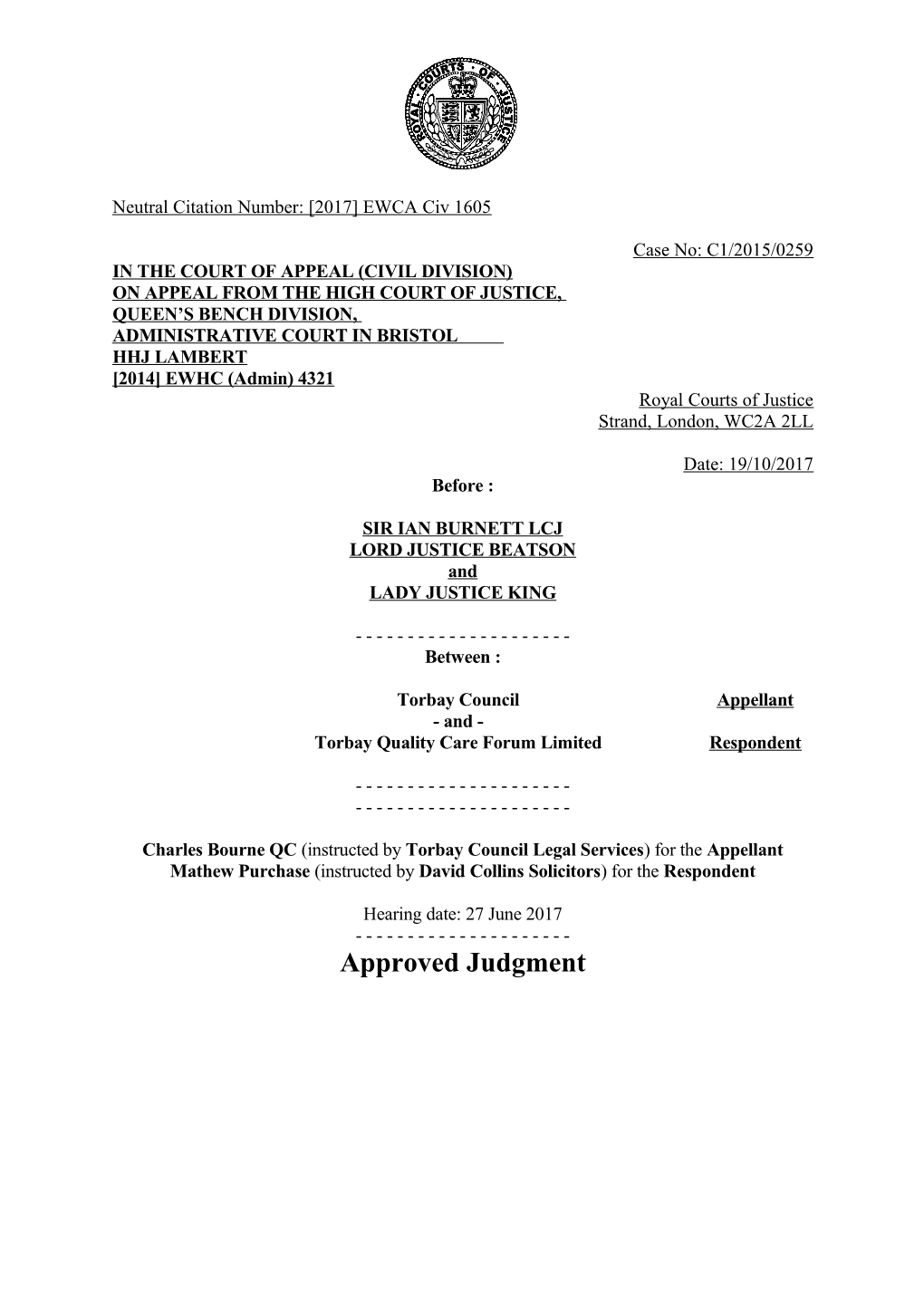 Court of Appeal Judgment Template