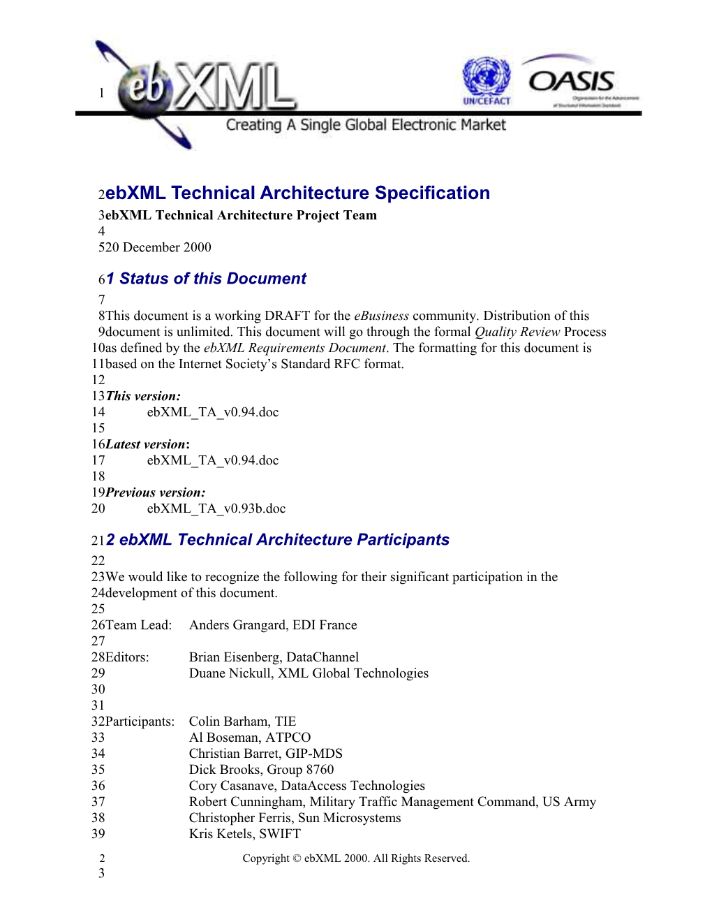 Ebxml Technical Architecture Specification