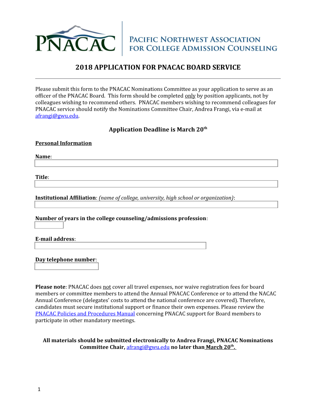2018 Application for Pnacac Board Service
