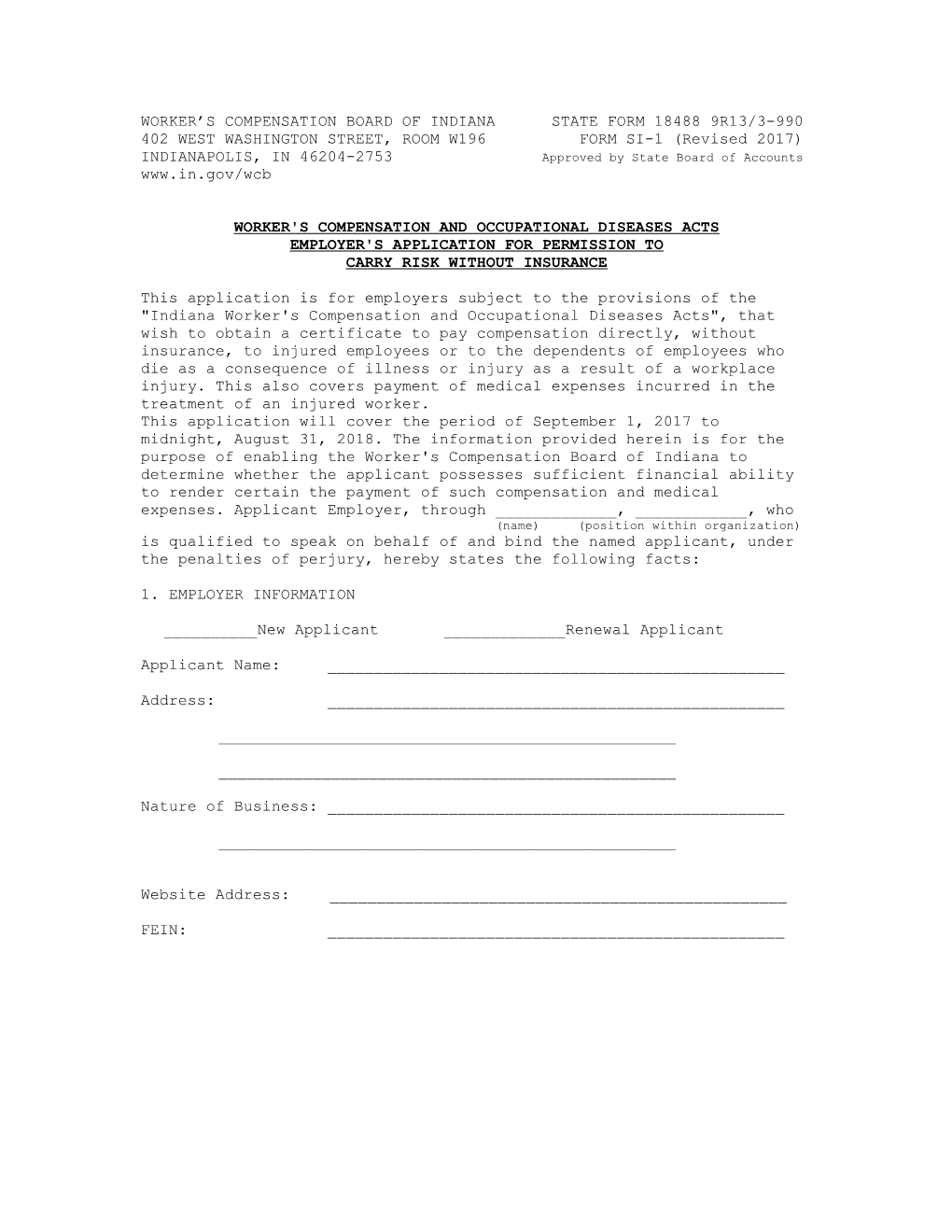 Workers Compensation Board of Indiana State Form 18488 9R13/3-990