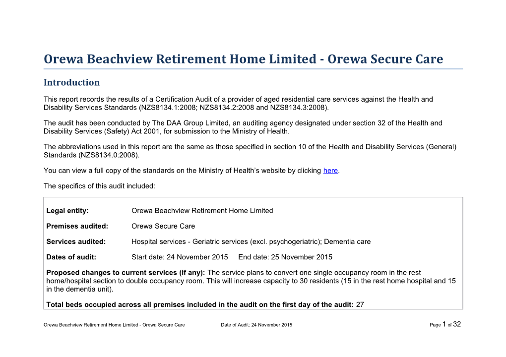 Orewa Beachview Retirement Home Limited - Orewa Secure Care