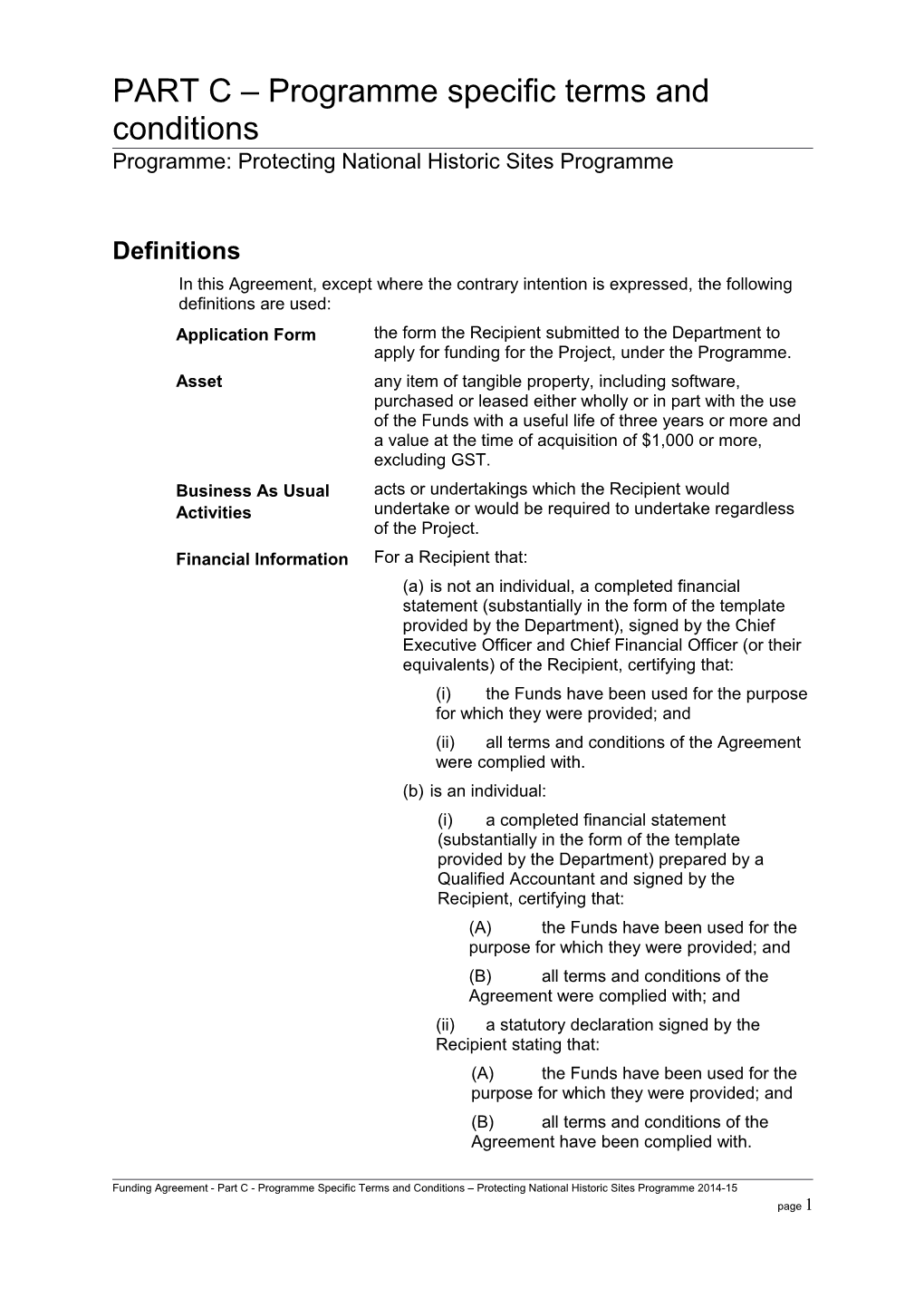 Funding Agreement - Part C