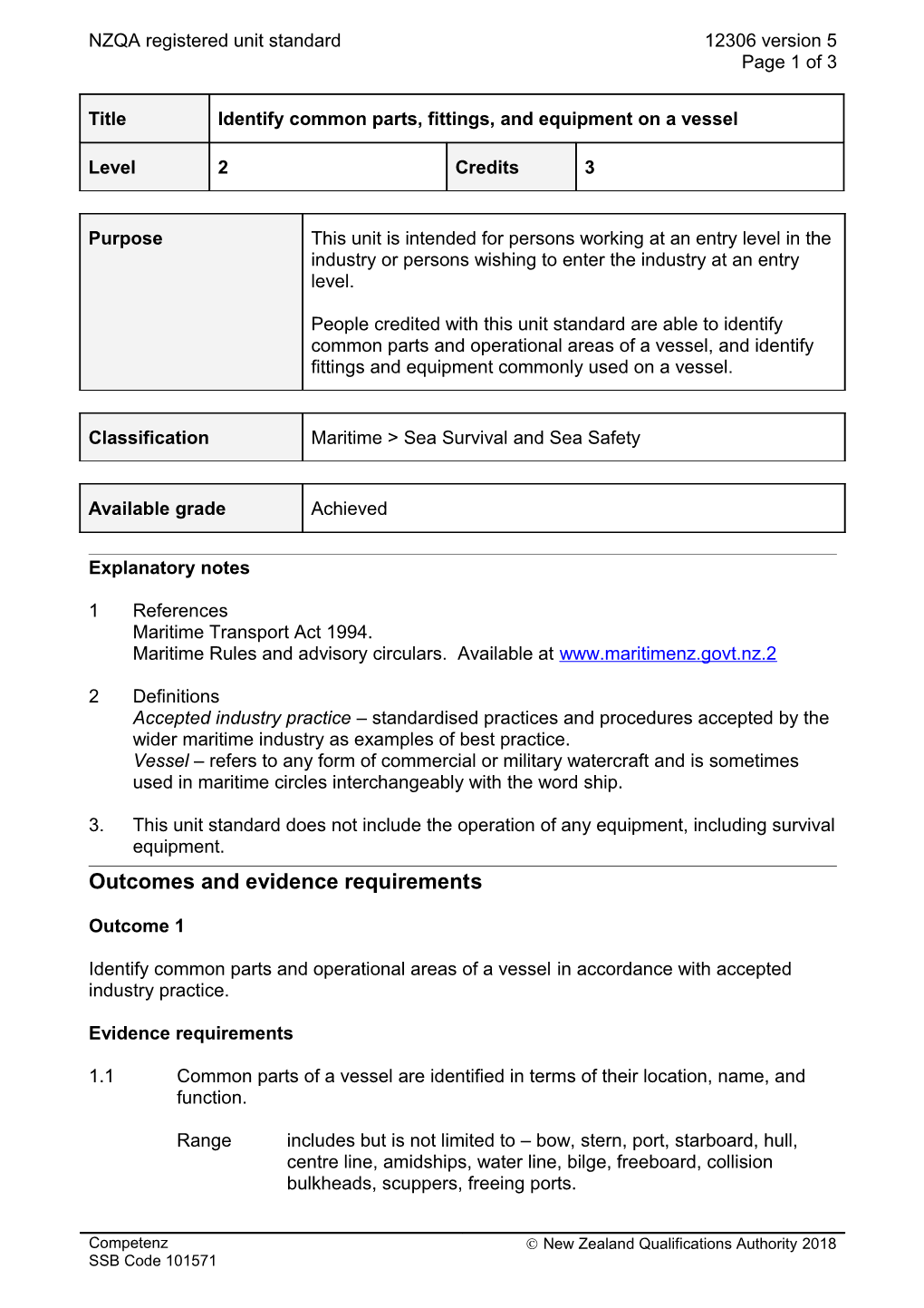 12306 Identify Common Parts, Fittings, and Equipment on a Vessel