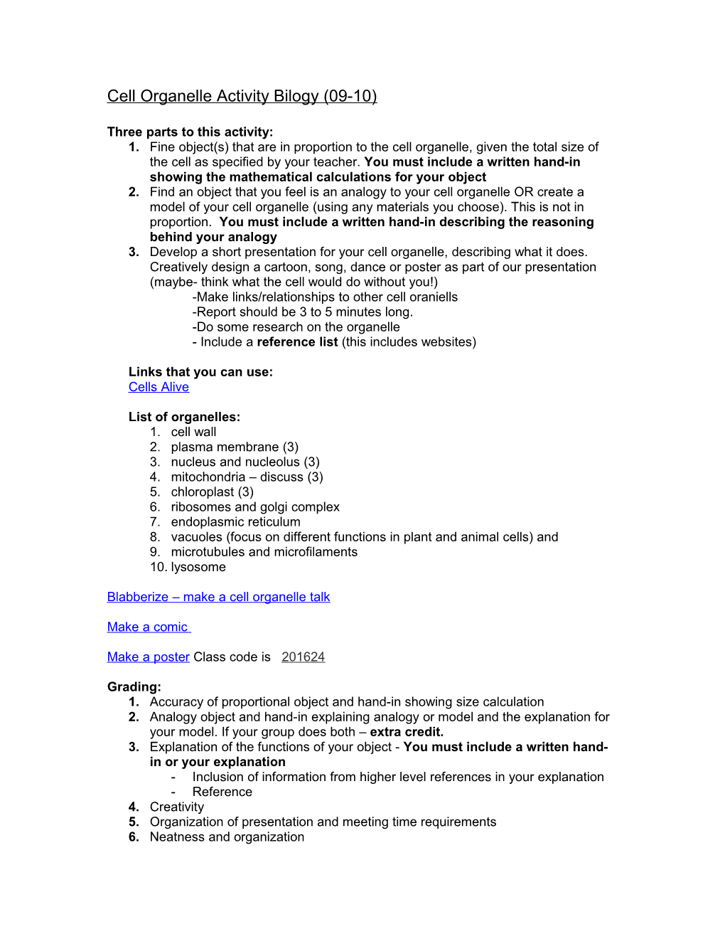 Cell Organelle Activity