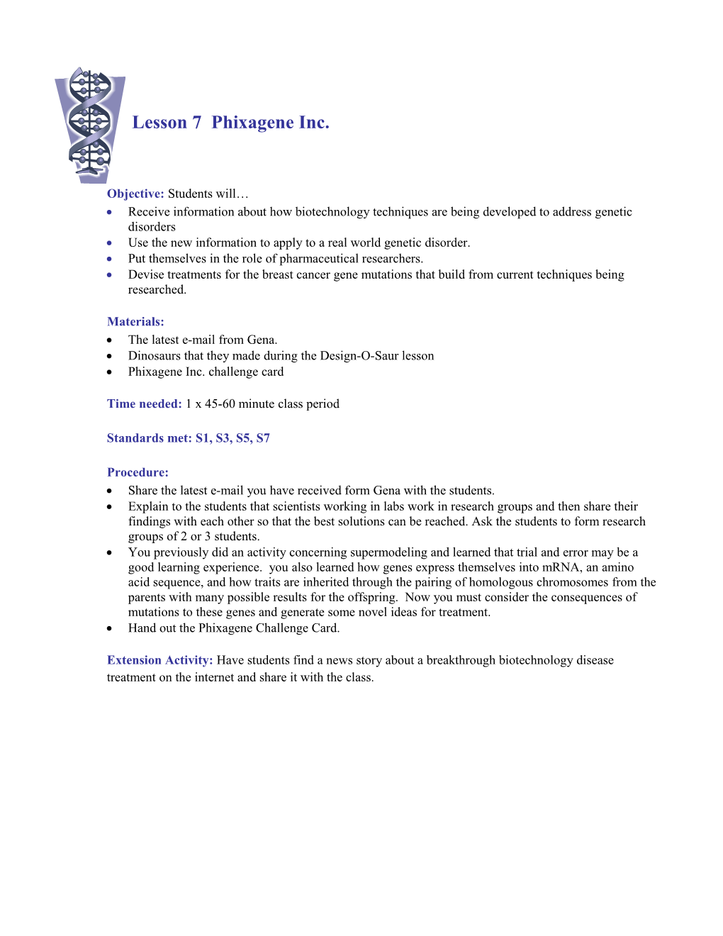 Lesson 7 Phixagene Inc