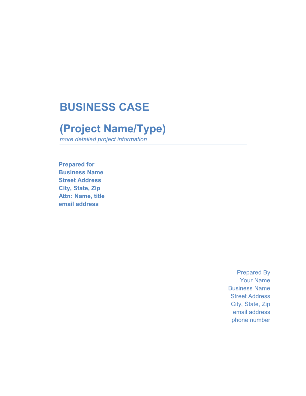 Free Business Case Template