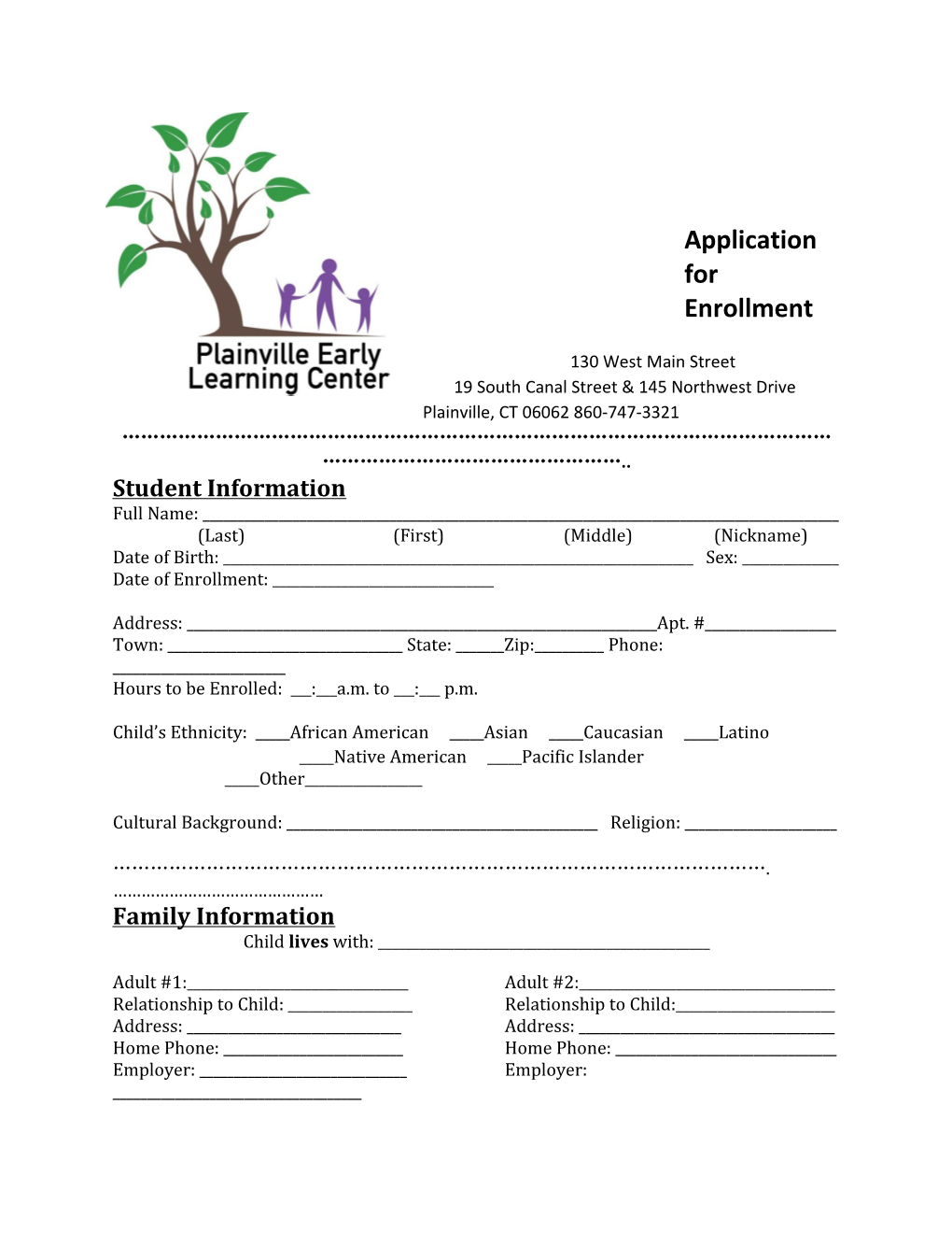 Application for Enrollment