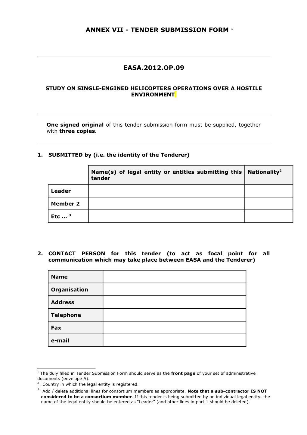 Annex Vii - Tender Submission Form 1