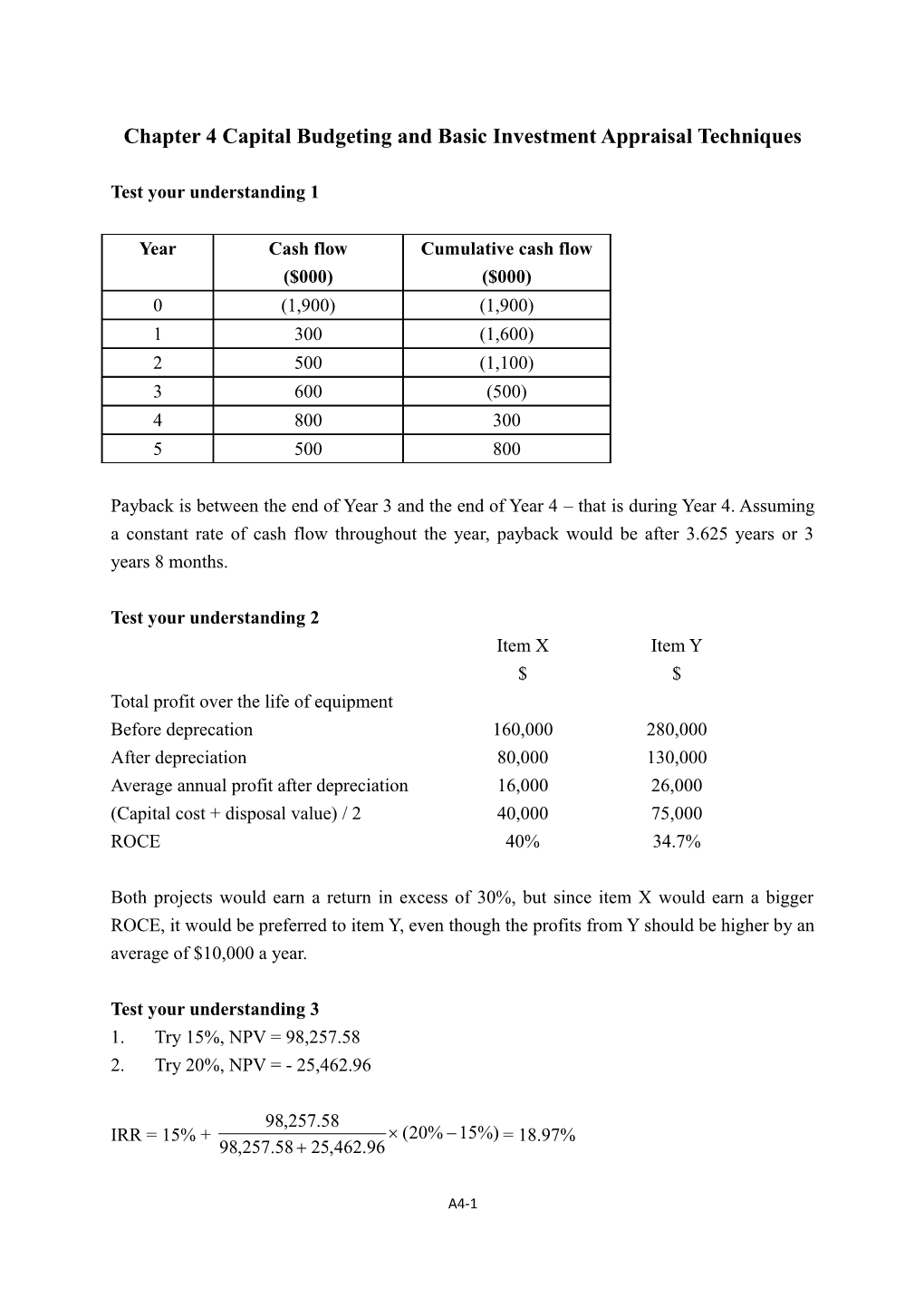 Chapter 4 Capital Budgeting And Basic Investment Appraisal Techniques