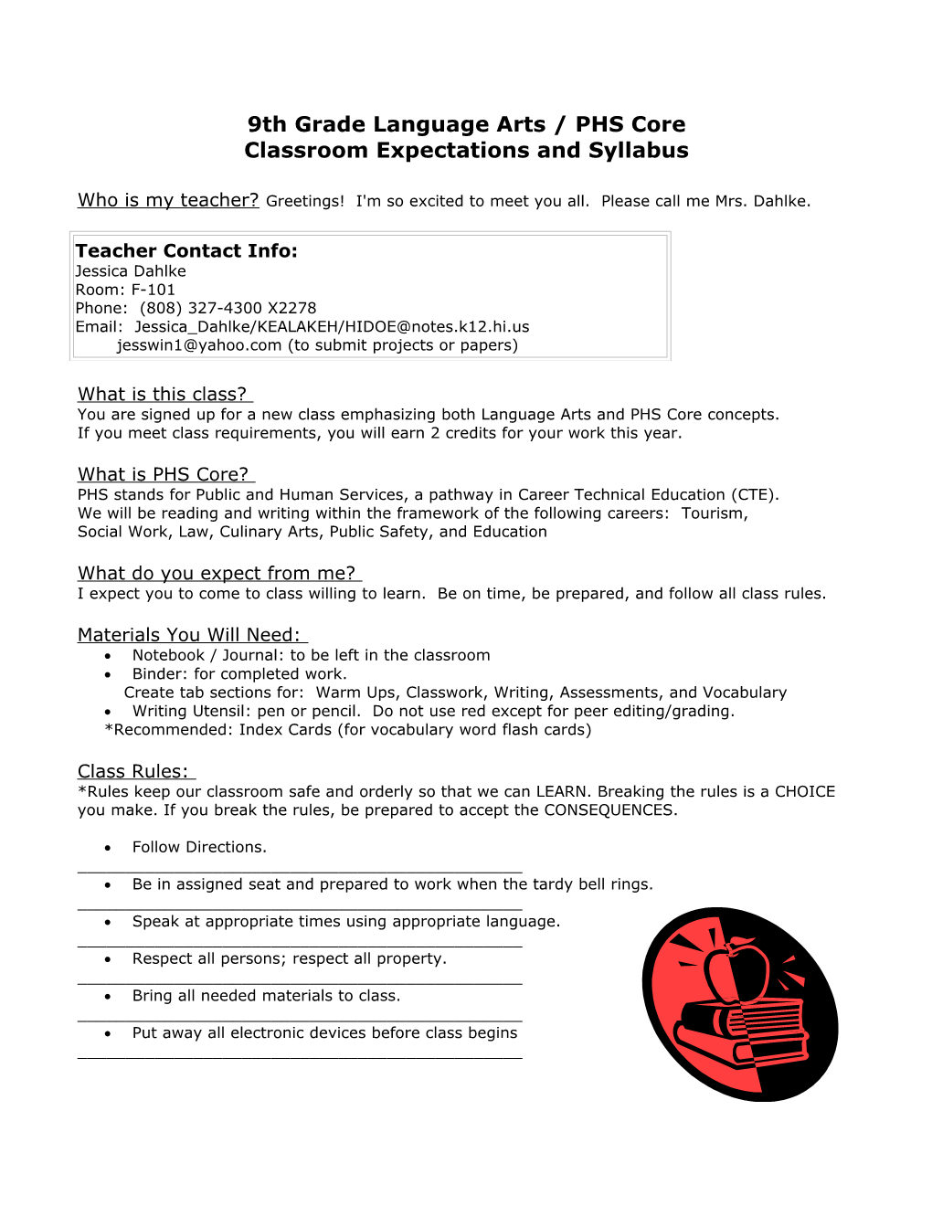 PHS Quarter 1 Curriculum Map