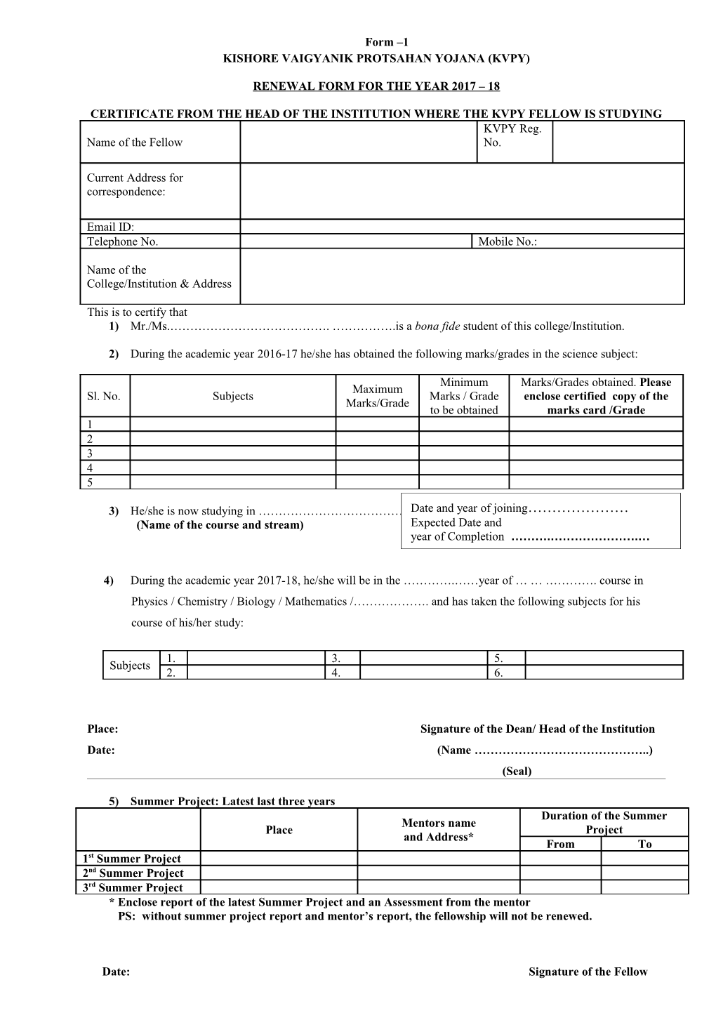 Kishore Vaigyanik Protsahan Yojana (Kvpy)