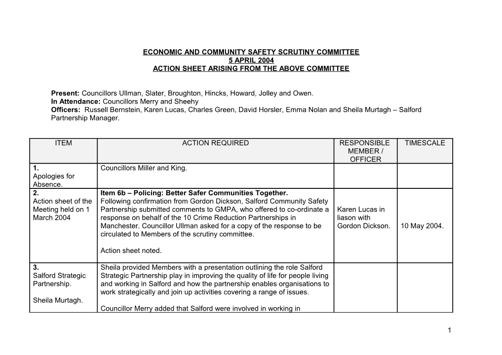 Economic and Community Safety Scrutiny Committee