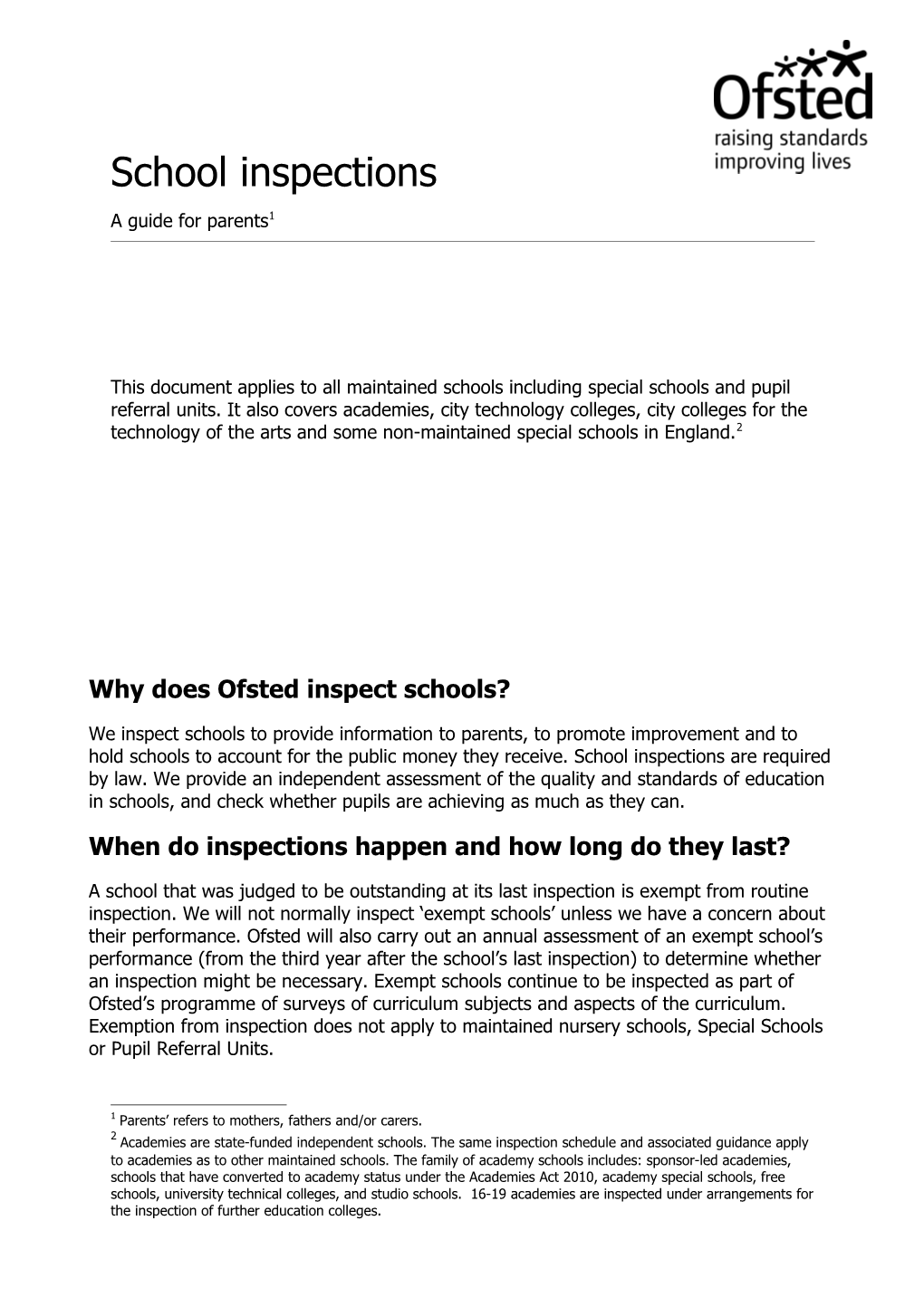 School Inspections - a Guide for Parents