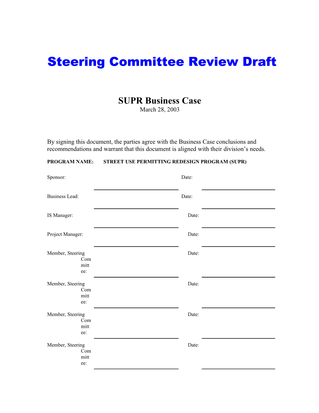 Steering Committee Review Draft
