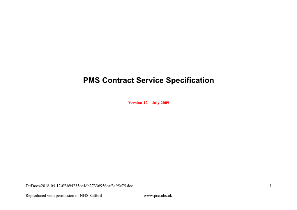 PMS Contract Service Specification