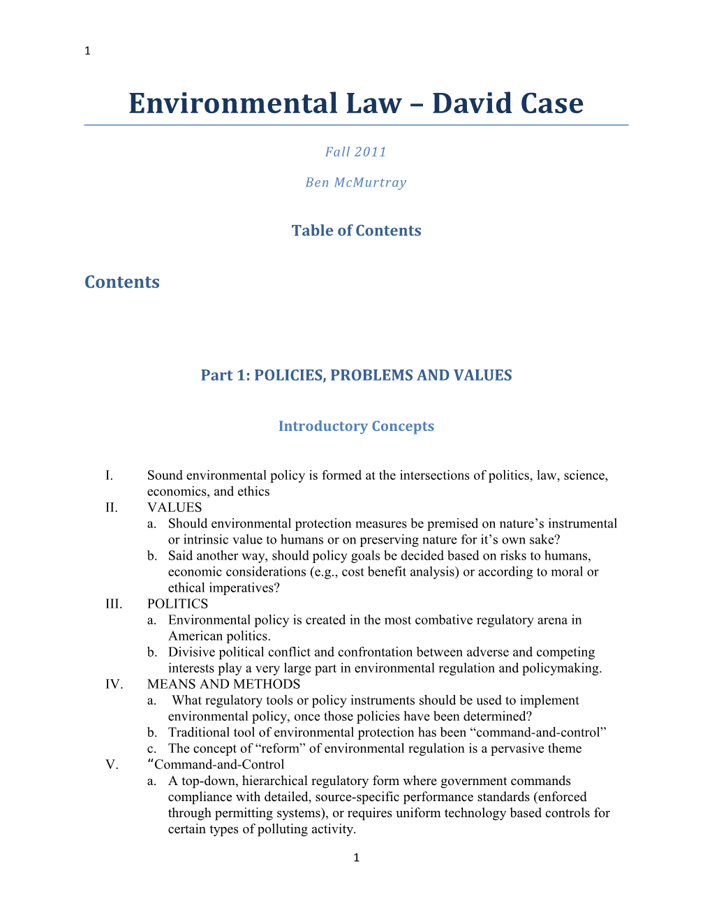 Environmental Law David Case