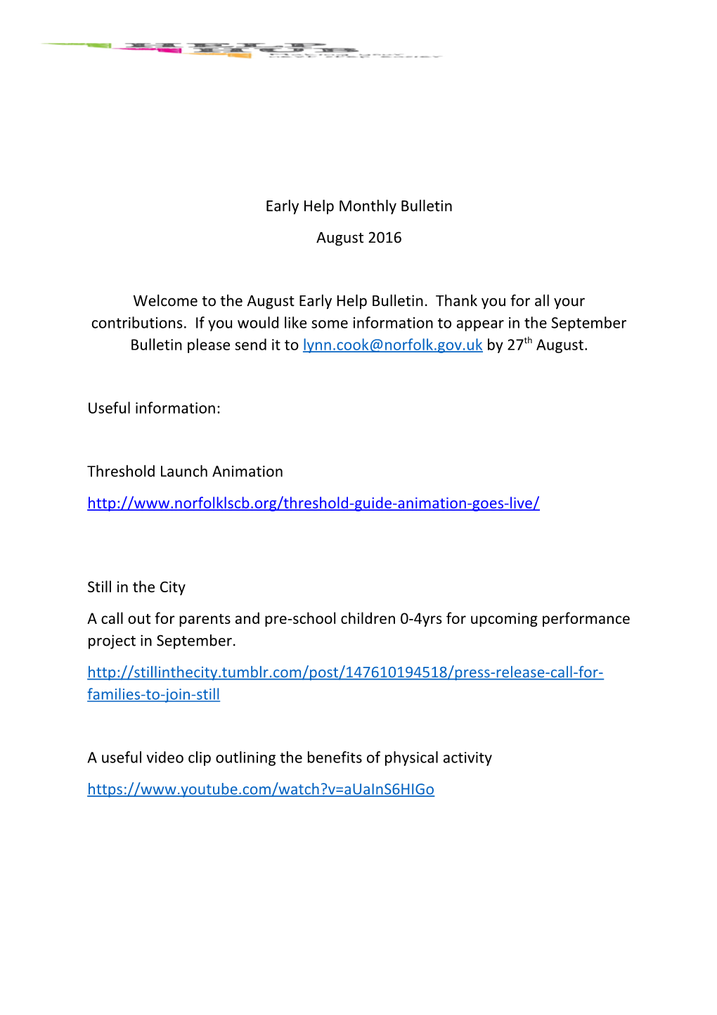 Early Help Monthly Bulletin