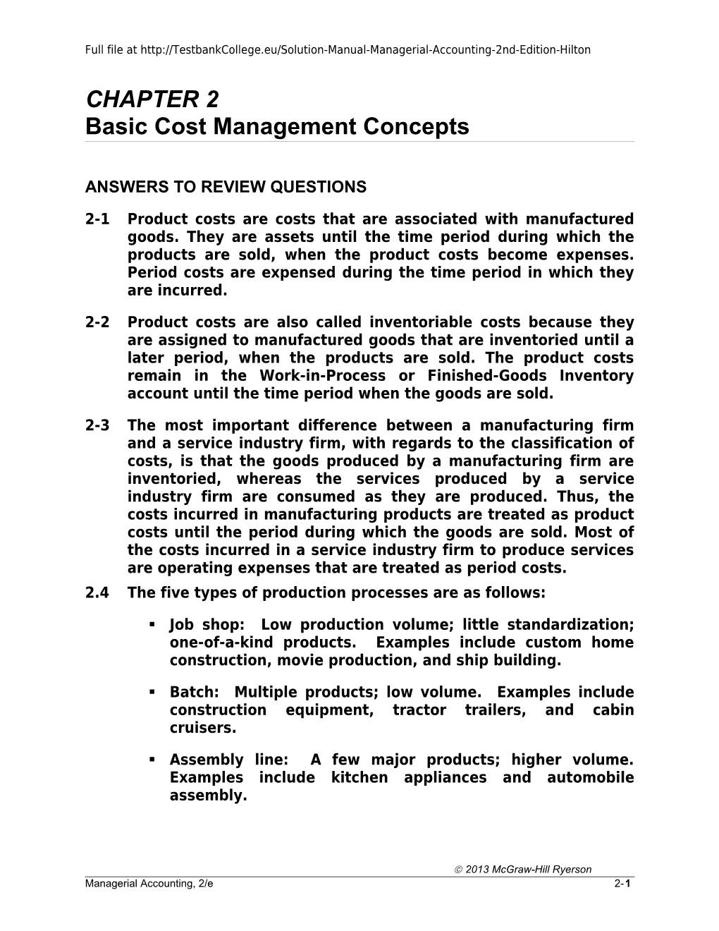 Basic Cost Management Concepts