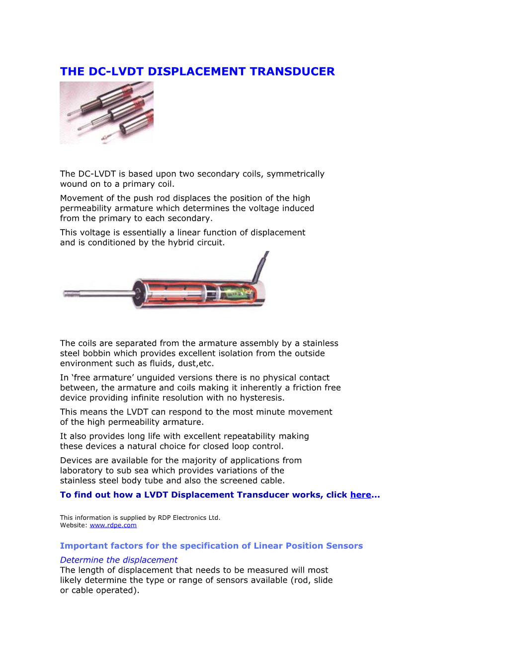 The Dc-Lvdt Displacement Transducer