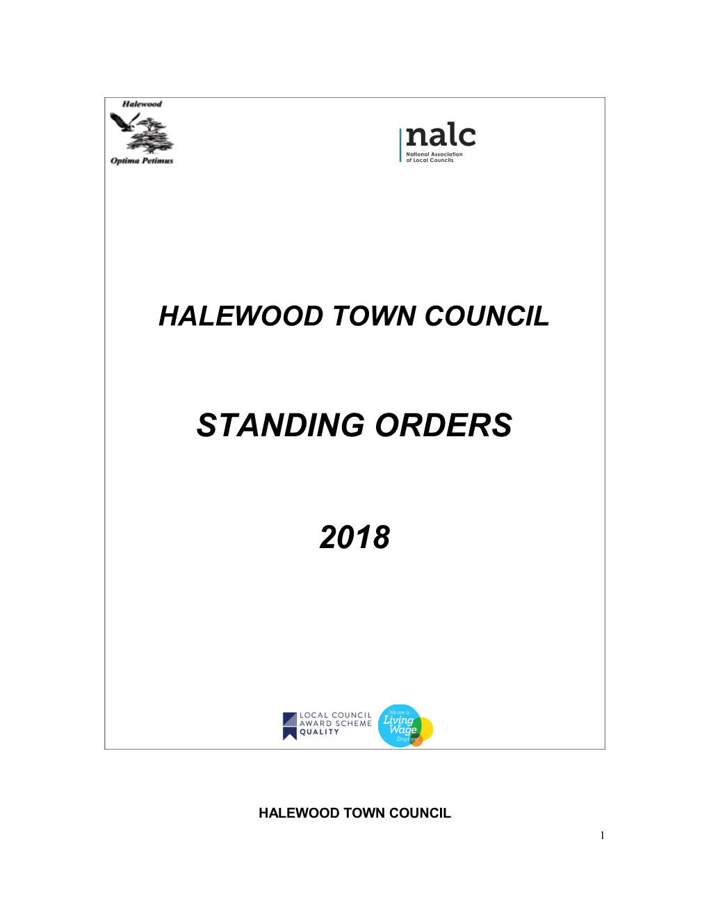 Standing Orders for Halewood Town Council