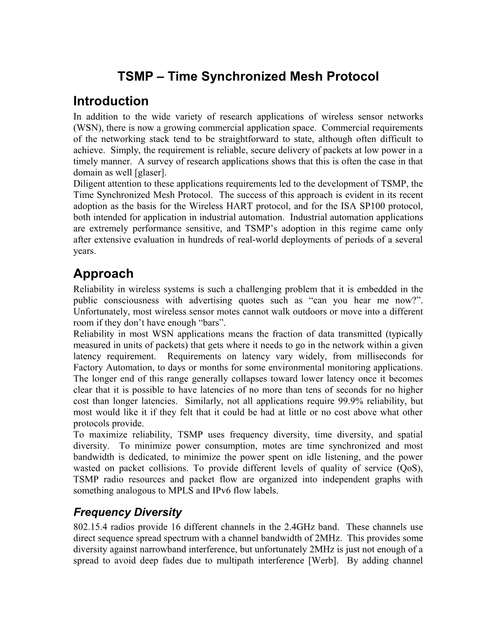 TSMP Time Synchronized Mesh Protocol