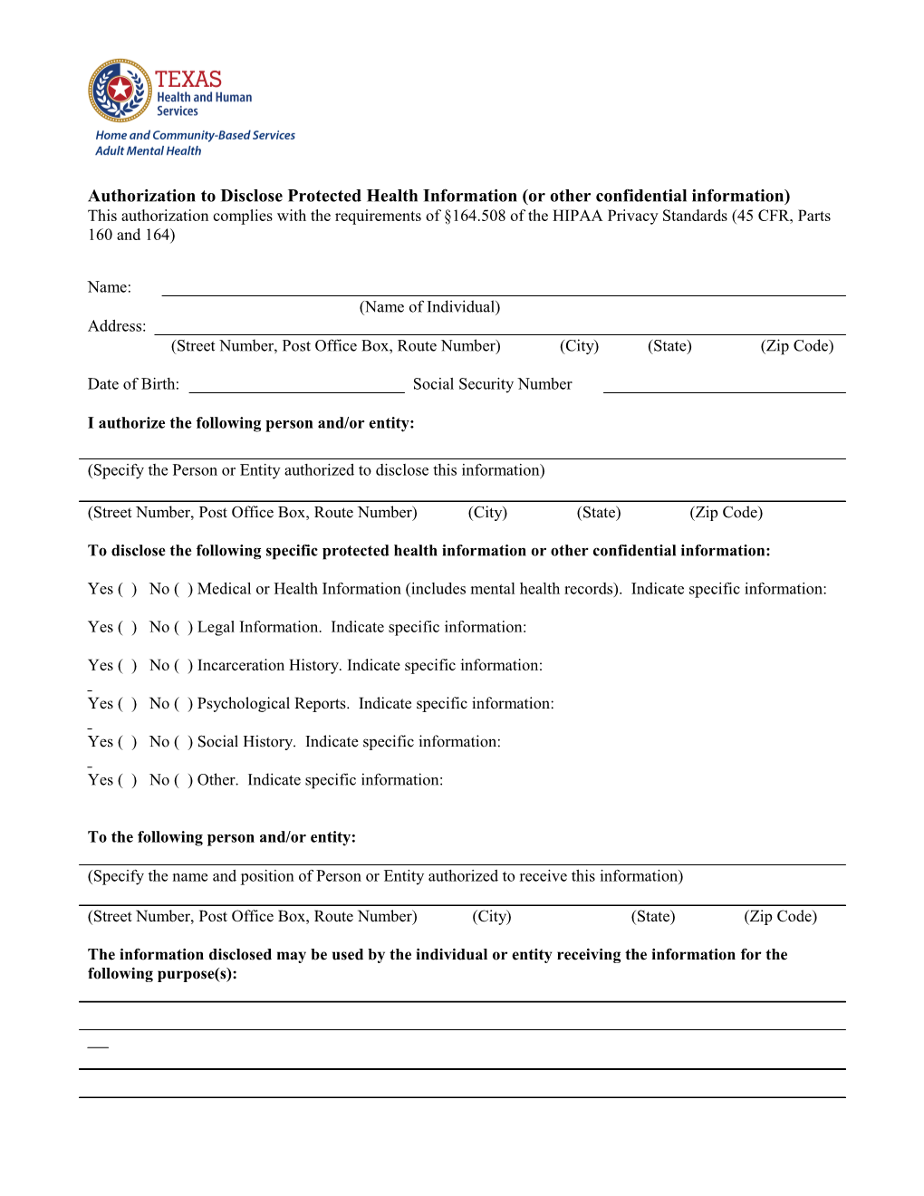 Authorization to Disclose Protected Health Information (Or Other Confidential Information)