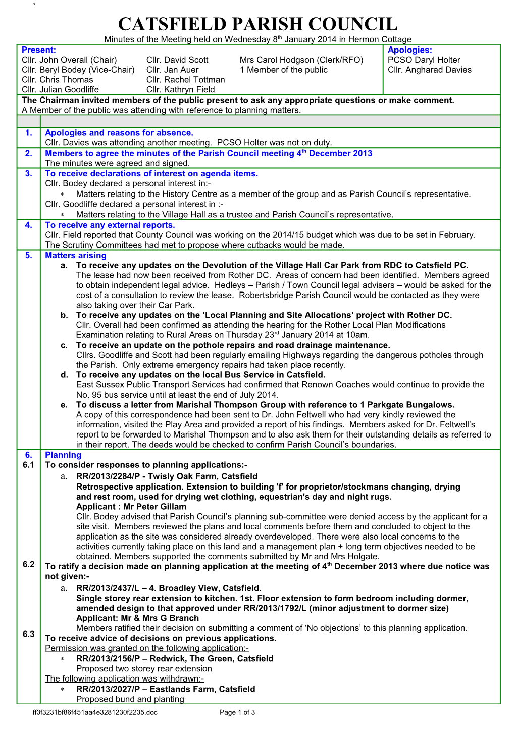 Catsfield Parish Council s1