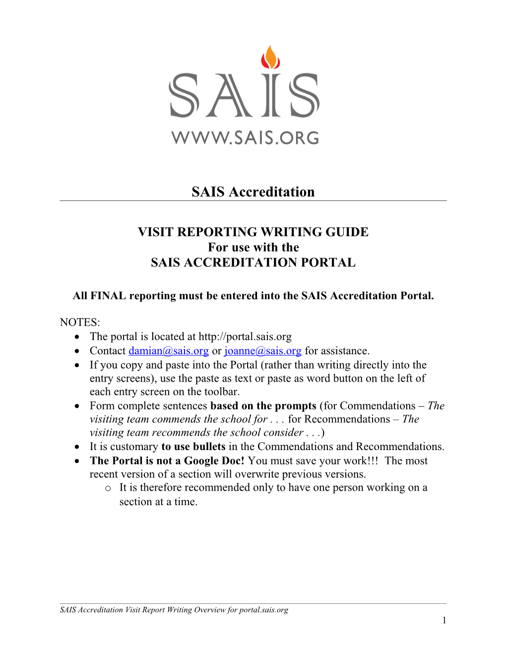SAIS Accreditation