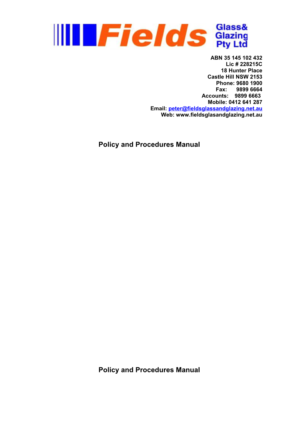 Policy and Procedures Manual