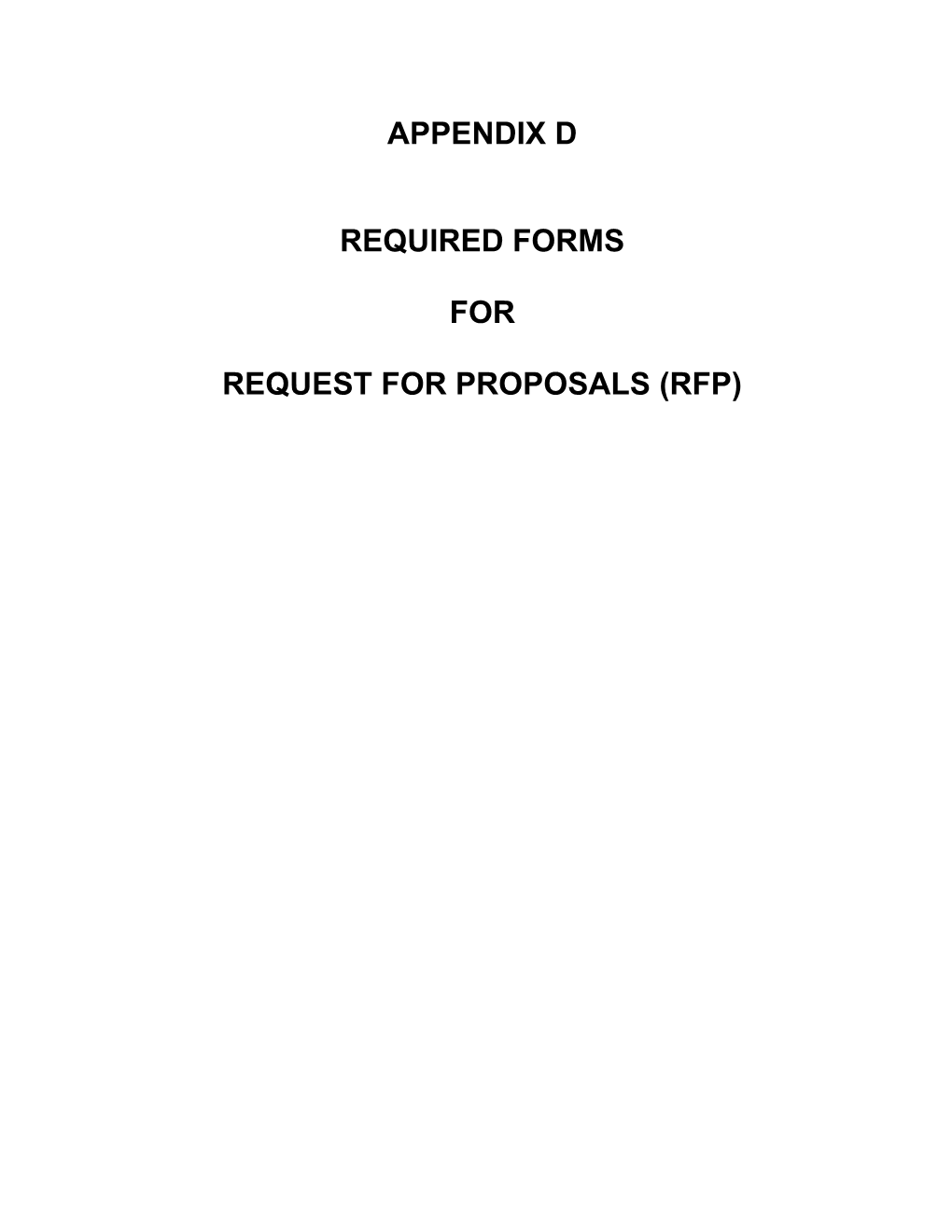 Request for Proposals (Rfp)