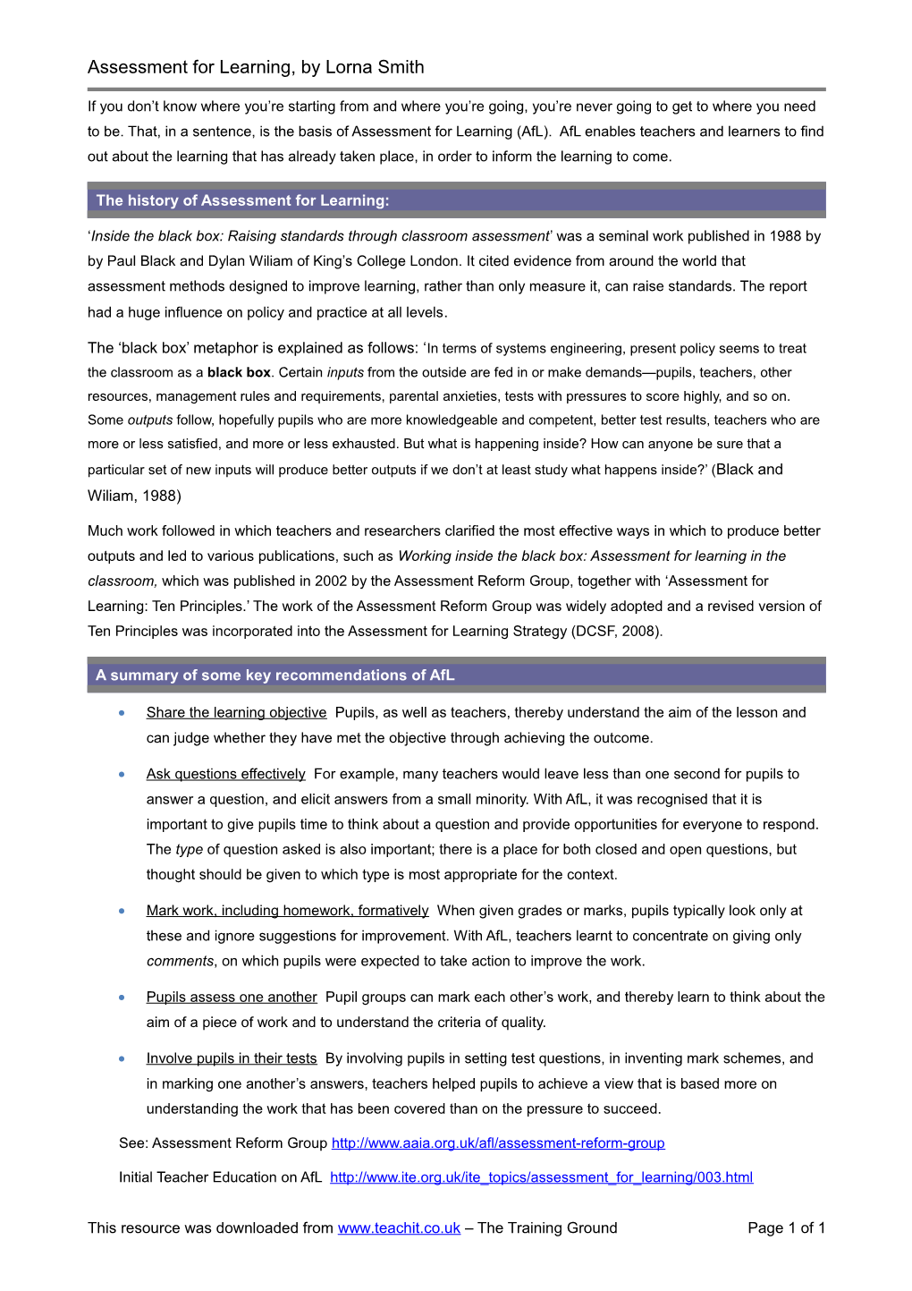 During Your PGCE Year, You Are Going to Become Experts in Assessment, Both As Assessors