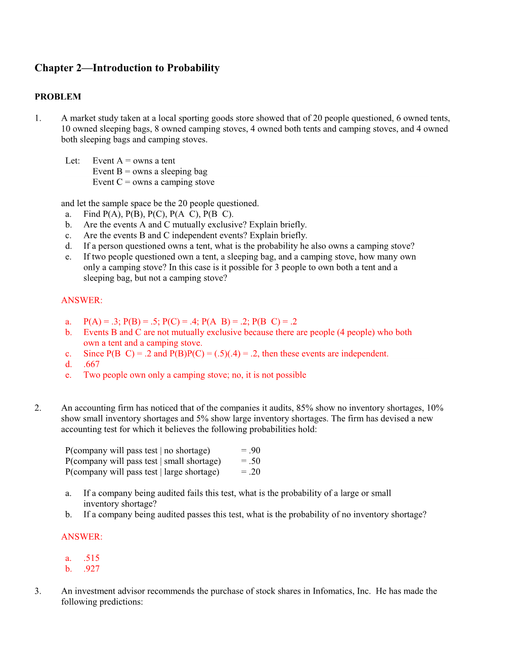 Chapter 2 Introduction to Probability