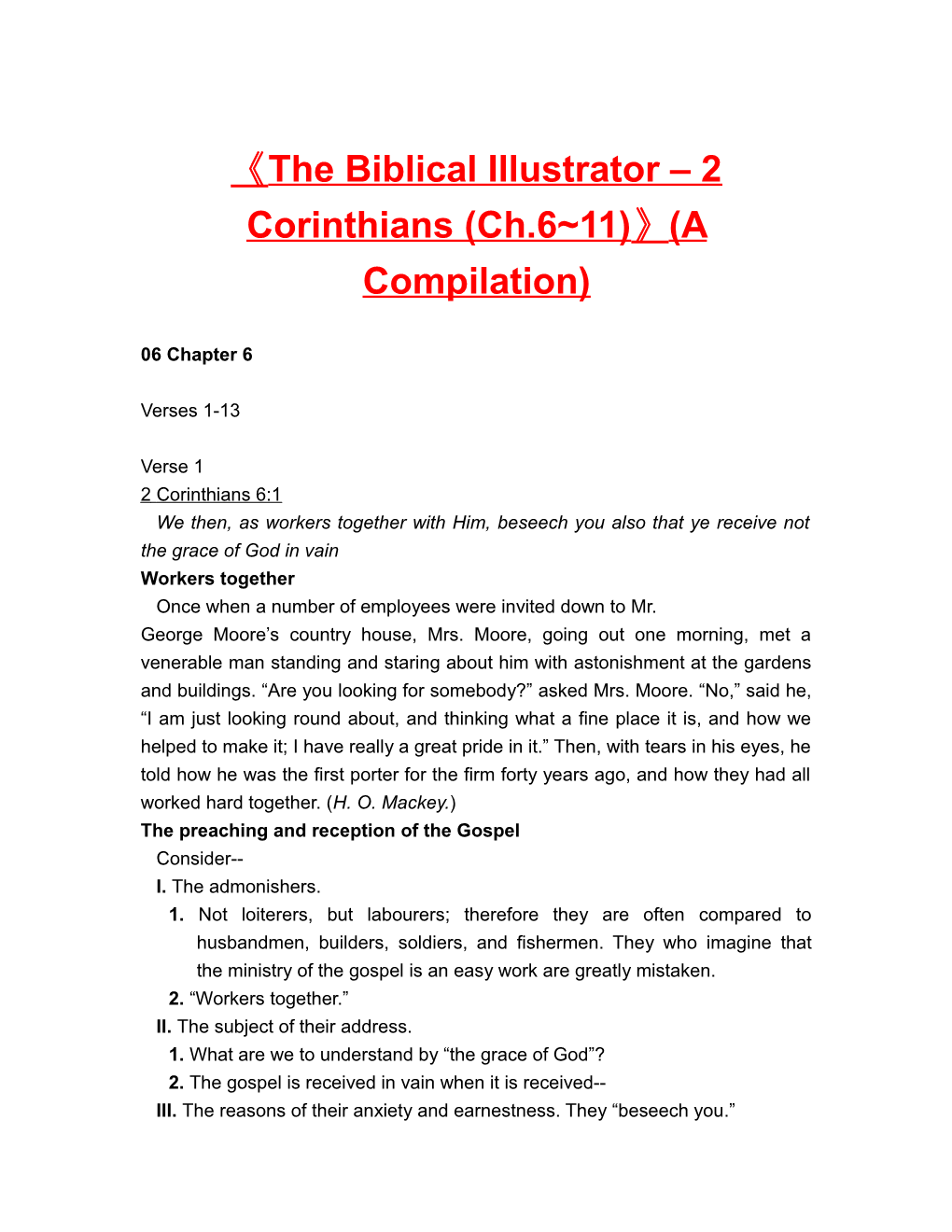 The Biblical Illustrator 2 Corinthians (Ch.6 11) (A Compilation)