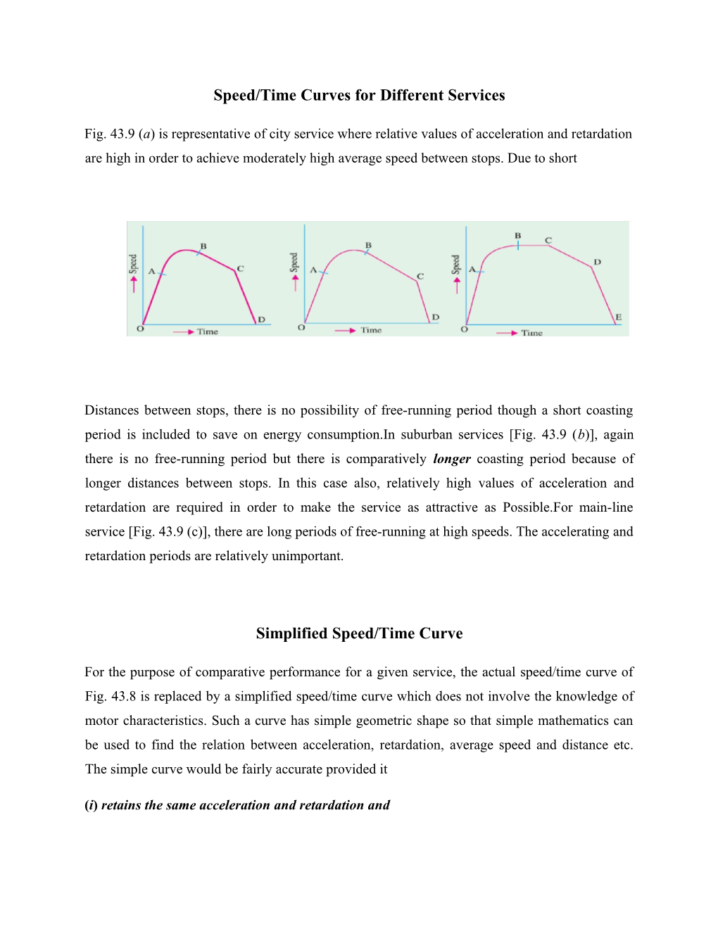 Speed/Time Curves for Different Services