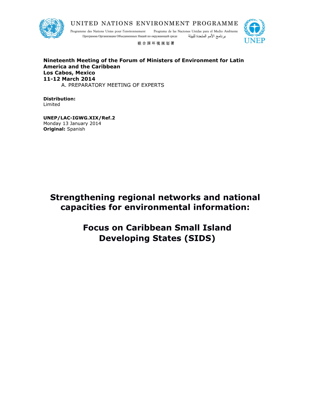 Strengthening Regional Networks and National Capacities for Environmental Information