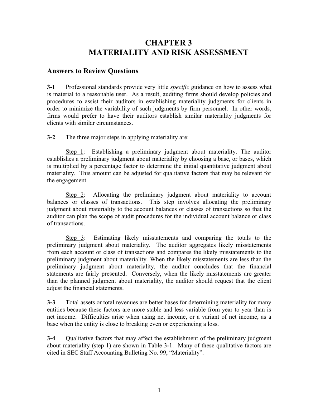 Materiality and Risk Assessment