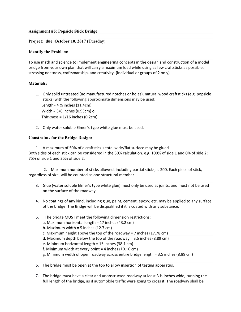 Assignment #5: Popsicle Stick Bridge