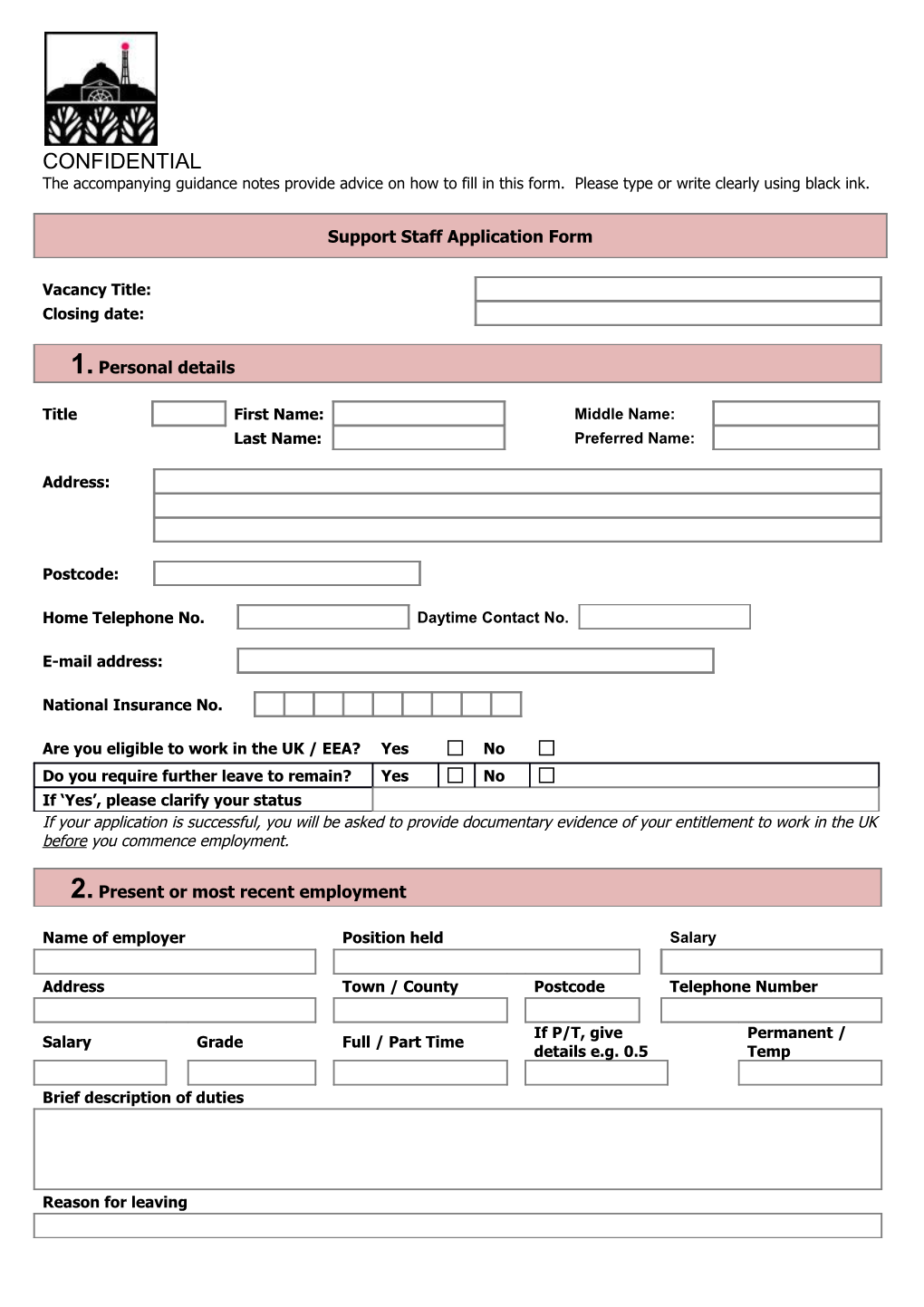 Job Application Form Template s4