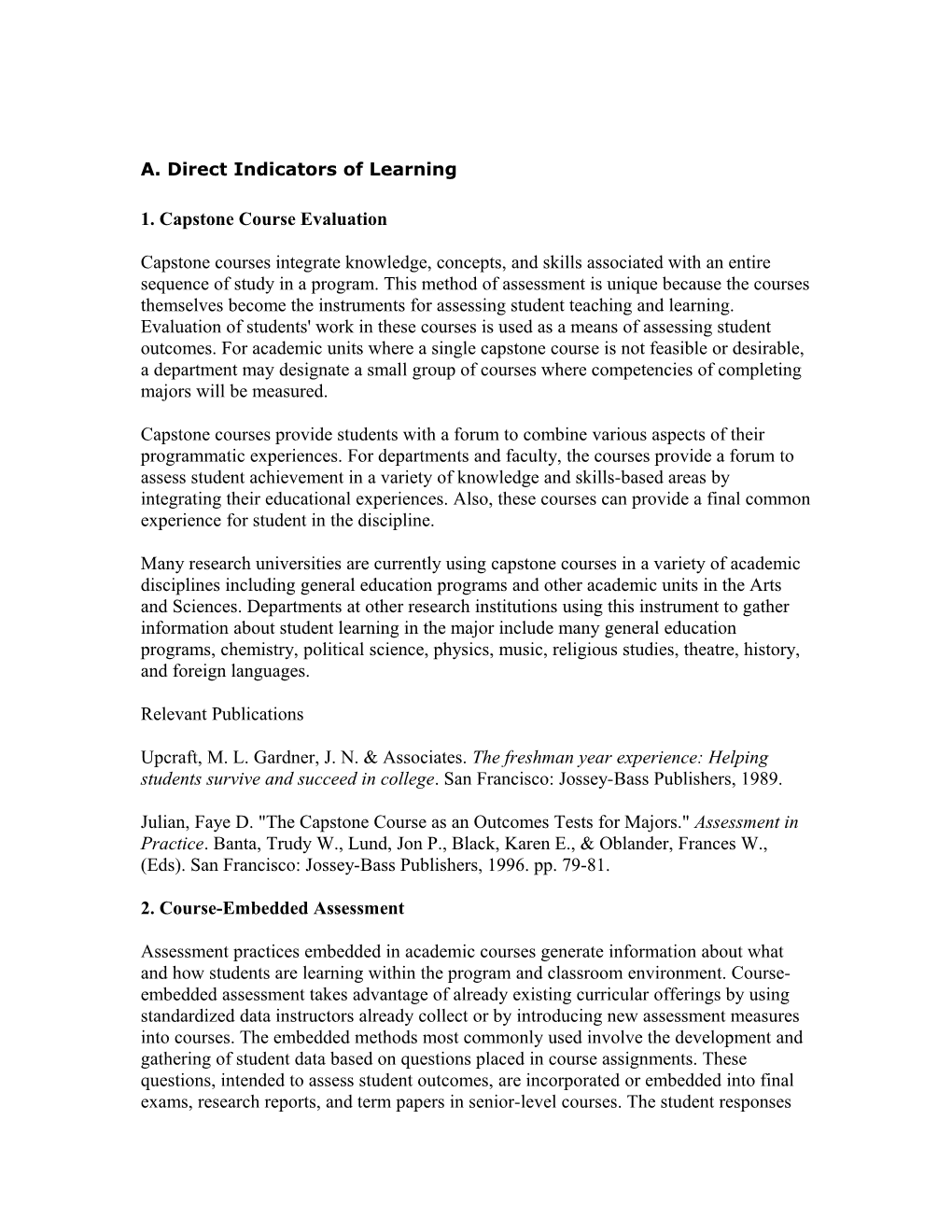A. Direct Indicators of Learning