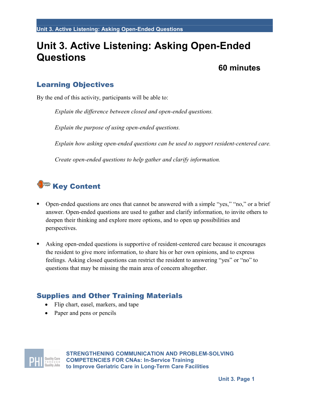 Unit 3. Active Listening: Asking Open-Ended Questions