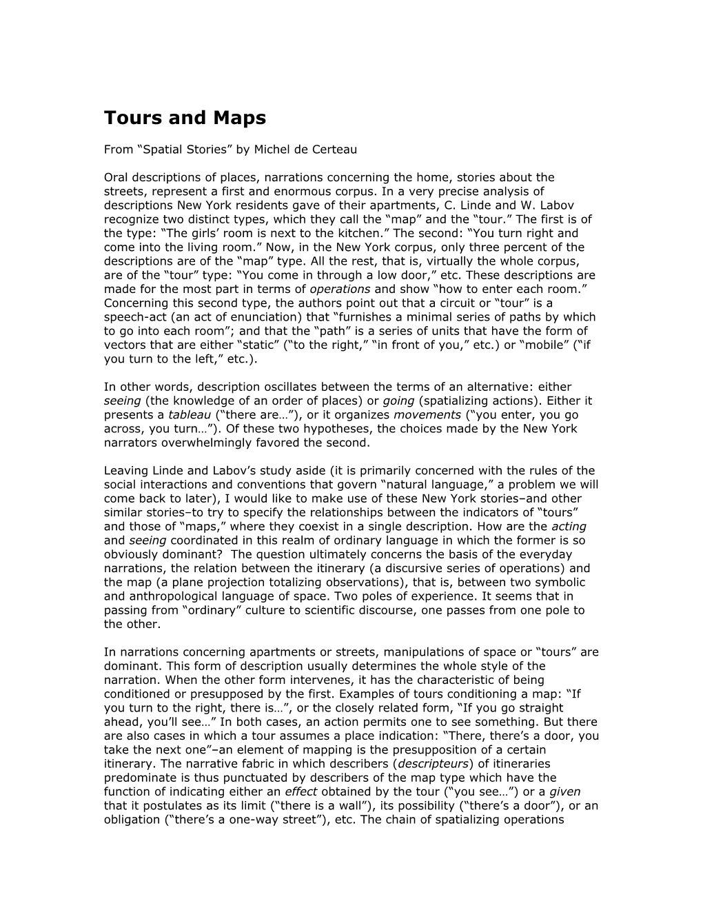 Tours and Maps