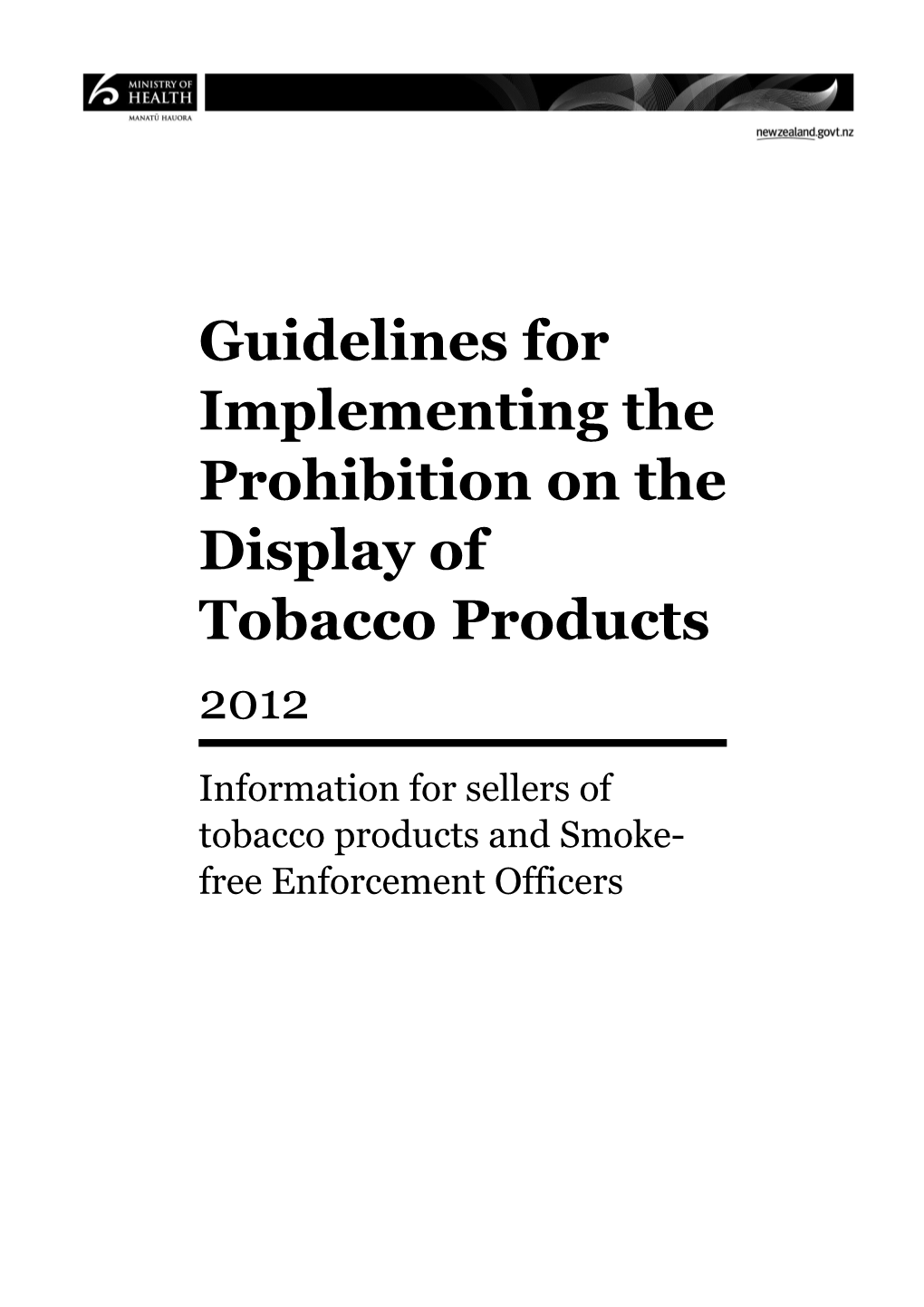 Guidelines for Implementing the Prohibition on the Display of Tobacco Products