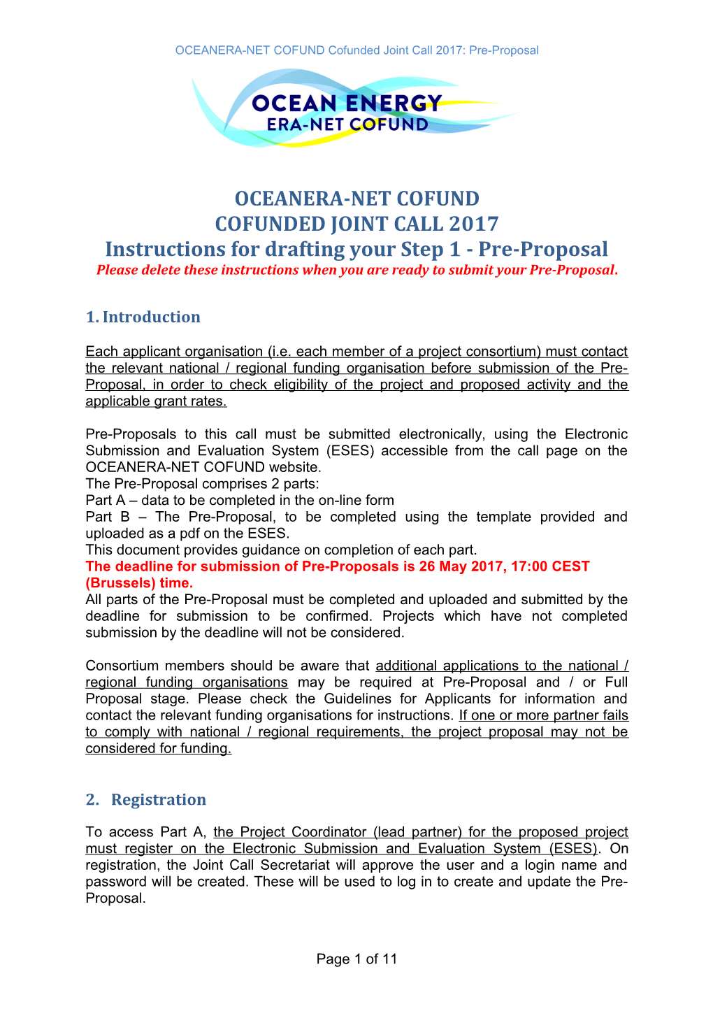 OCEANERA-NET COFUND Cofunded Joint Call 2016: Pre-Proposal