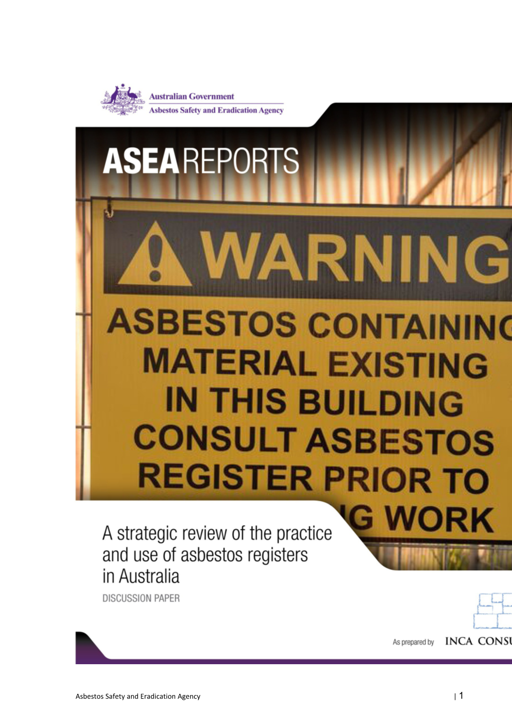 A Stratgic Review of the Practice and Use of Asbestos Registers in Australia Discussion Paper