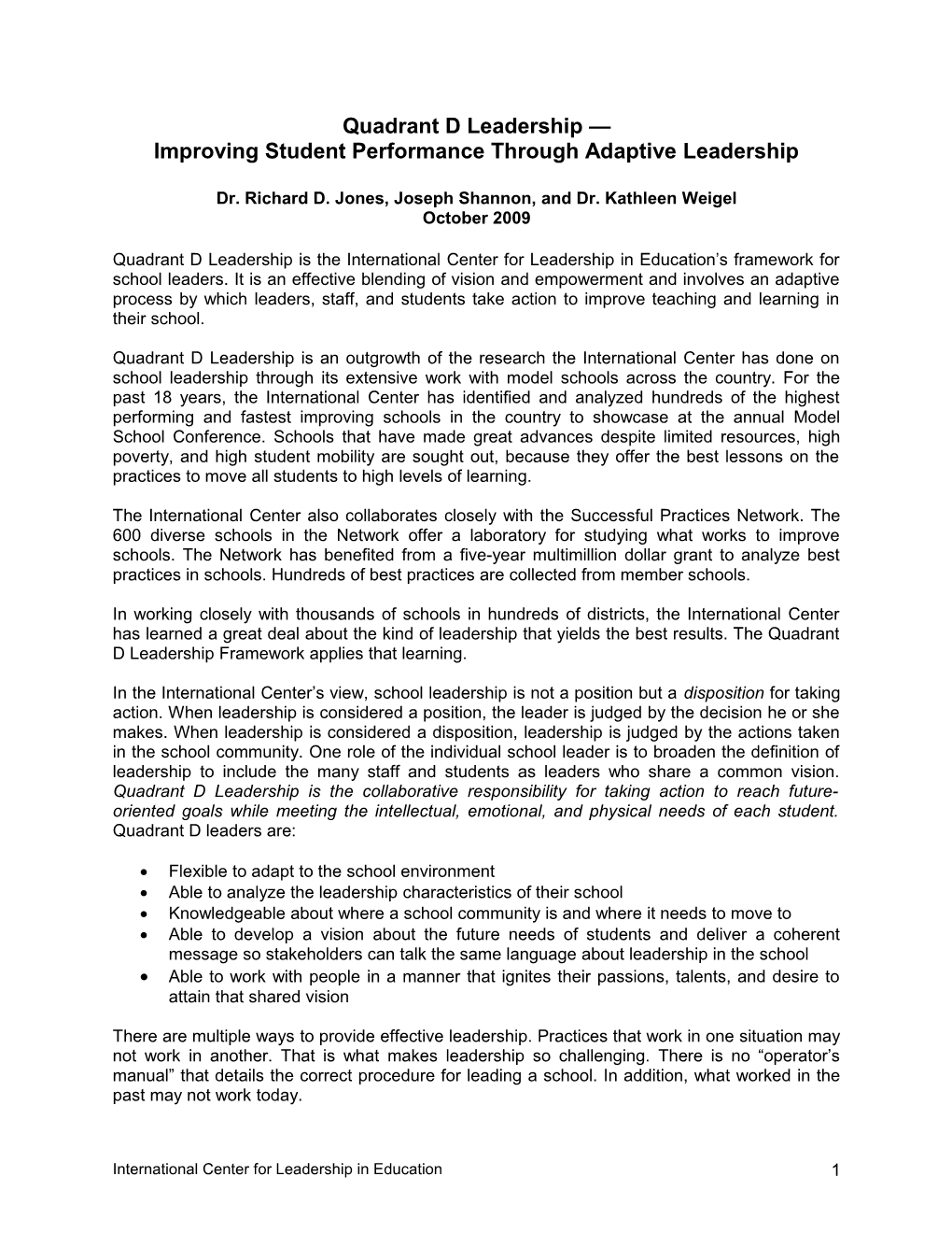 Improving Student Performance Through Adaptive Leadership