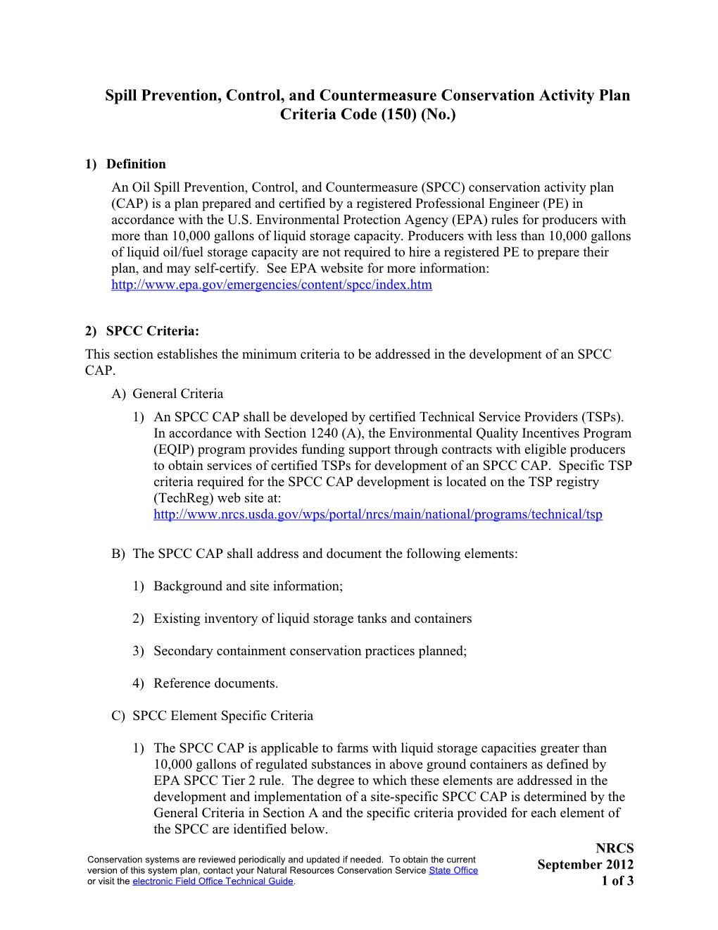 Forest Stewardship Plan Criteria