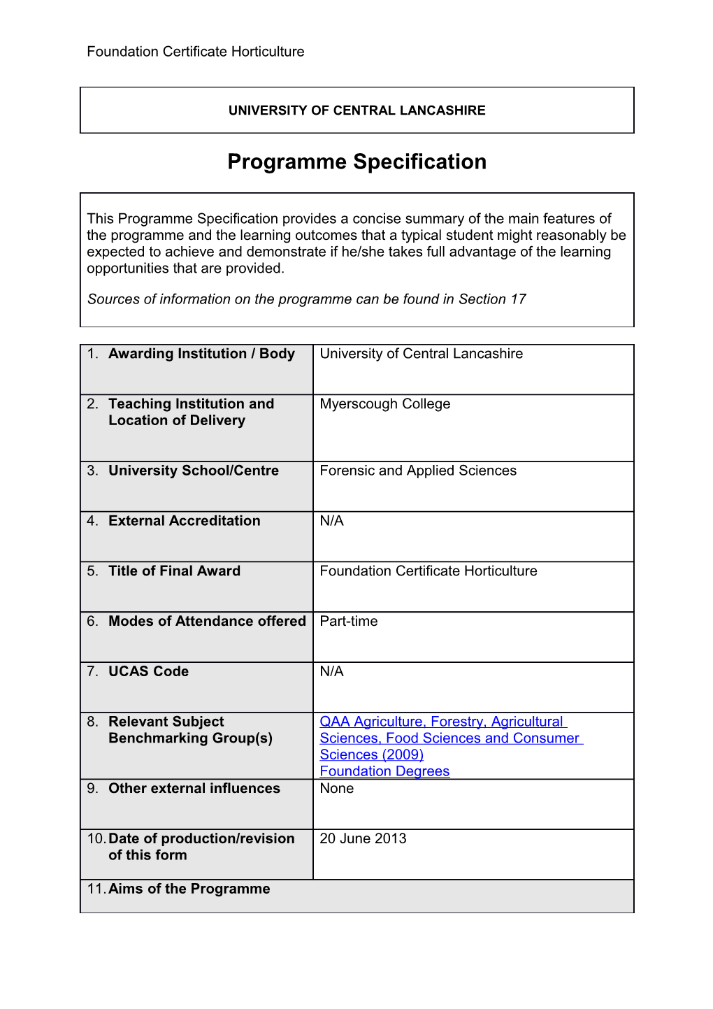 Foundation Certificate Horticulture