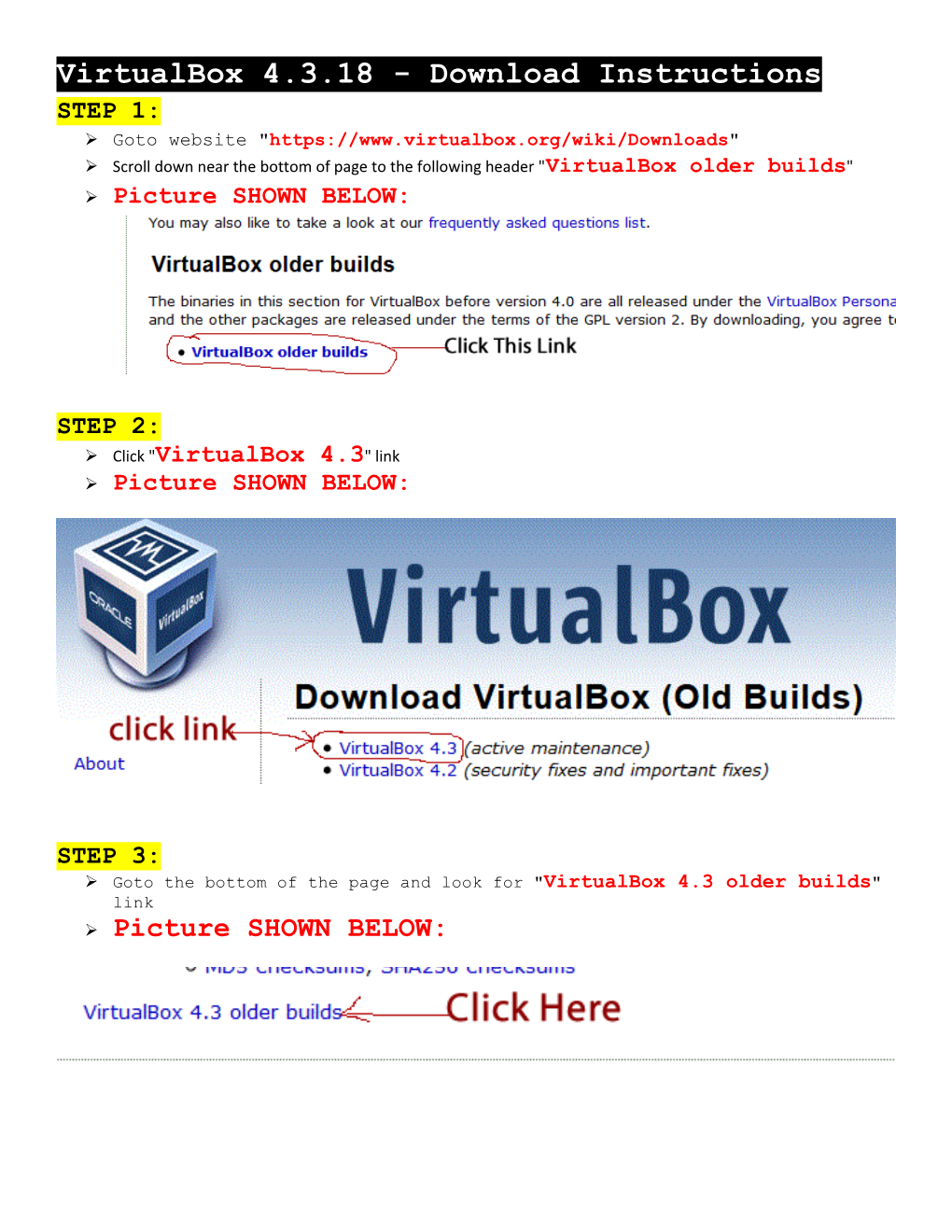 Virtualbox 4.3.18 - Download Instructions